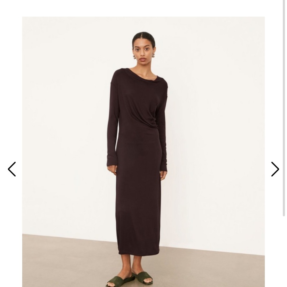 Vince long sleeved draped dress (M) in black